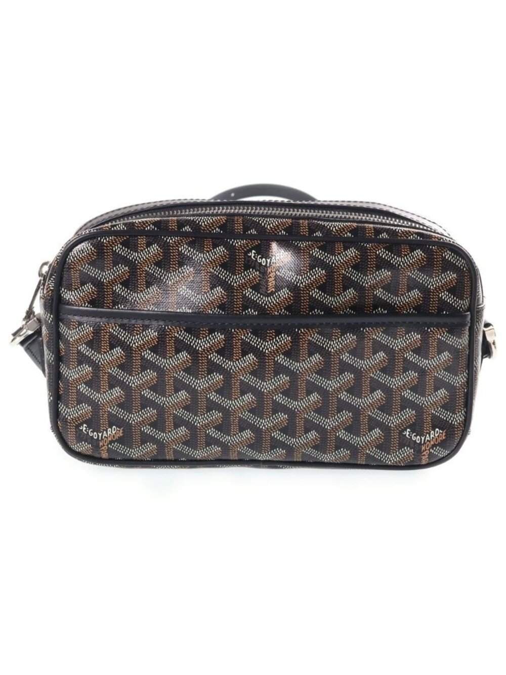 Goyard Cup Vert PM Shoulder Bag Black Leather Silver